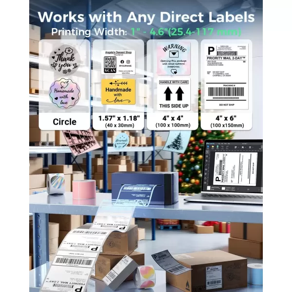 imageWiFi Thermal Label Printer Wireless Shipping Label Printer for Small Business Postage 300 DPI Label Printer 4x6 Supports Remote Wireless Print 5G WiFi ampamp USB Compatible with iPhone Android