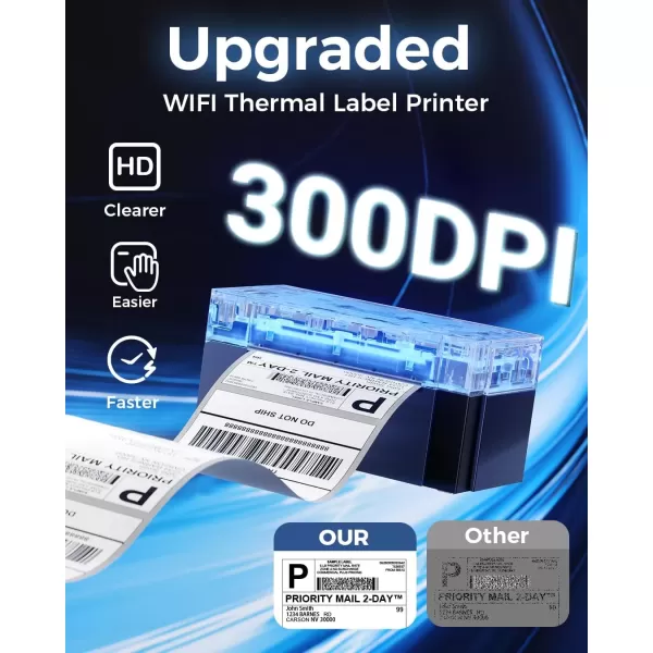 imageWiFi Thermal Label Printer Wireless Shipping Label Printer for Small Business Postage 300 DPI Label Printer 4x6 Supports Remote Wireless Print 5G WiFi ampamp USB Compatible with iPhone Android