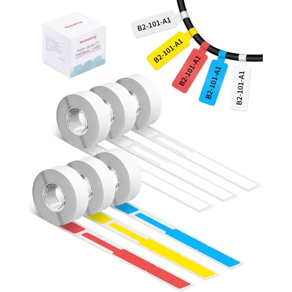 imageD30 Cable Labels Colorful Waterproof Wire Cord Labels 125mm X 74mm 65 LabelsRoll Tags Stickers Tear Resistant Flexible Compatible with Phomemo D30 Label Maker Tape 6 Roll
