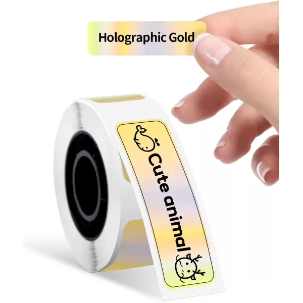 imageD30 Labels  D30 Thermal SelfAdhesive Label 38quot 1 12quot 12mm40mm 100 LabelsRoll Compatible with Phomemo D30 Label Maker Holographic SilverGold