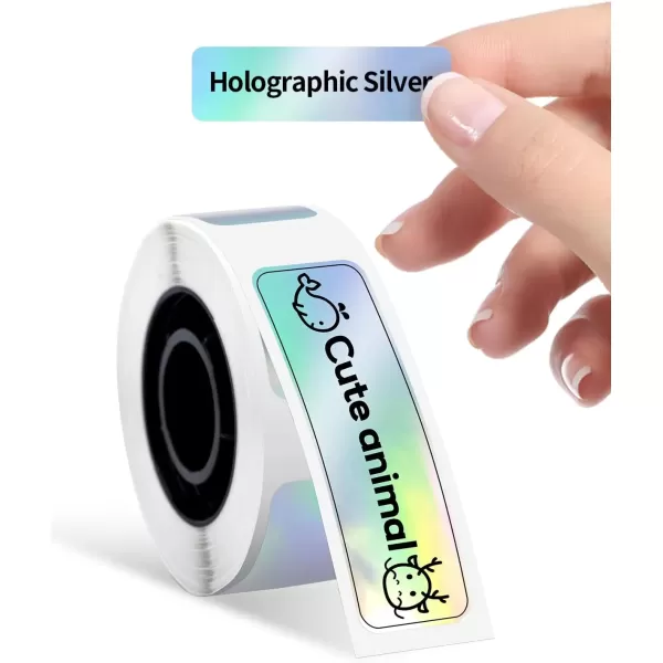 imageD30 Labels  D30 Thermal SelfAdhesive Label 38quot 1 12quot 12mm40mm 100 LabelsRoll Compatible with Phomemo D30 Label Maker Holographic SilverSilver