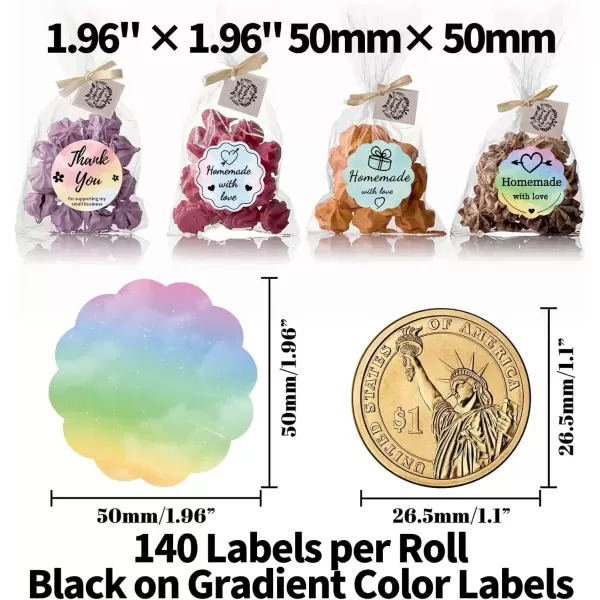 imageM110 Label 196 Color Circle M220 Label Memoking M200 Round Labels Gradient Flower Compatible with Phomemo Printer M110 M220 M200 M120 M221 Labels M110 Labels for DIY Design Thanks Card 140pcs