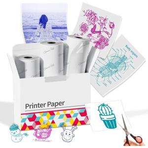 imageMemoking Thermal Sticker Paper M02 Sticker Paper for T02 M02 M02 Pro M02S M03 M03AS Pocket Printer 50mmx35mRoll 3 Rolls Transparent Background Colored Text Compatible with Phomemo Printer Paper