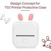 imageMemoking T02 Protective CaseBunny Ears Shape Soft Silicone BPAFree Cute Design Printer Cover Compatible with T02 Mini Bluetooth Wireless Portable Mobile Pocket Printer GreenWhite