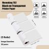 imageMemoking T02M02XM02L White Thermal Paper10Year Sticky 50mmx35m for Journal Photo Texts Study Notes and More 3 RollsClear