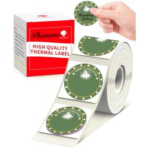 image196quotx196quot Memoking Round Thermal Stickers for M110S M220 M200 M120 M110 Label Printer Label  Christmas Bell Pattern  Round Label Compatible with Phomemo M110 Labels Printer  140 Labels