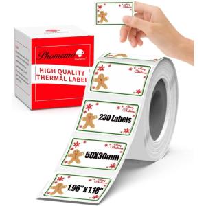 image196x118 HD Memoking Thermal Label for M200 M220 M120 M110S M110 M221 Label Printer Paper  Gingerbread Man Pattern  Square Thermal Label Compatible with Phomemo M110 Labels Printer  230 Labels