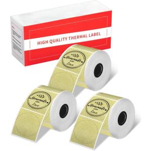 image2quot Khak M110 Circle Thermal Labels SelfAdhesive M220 Round Thermal Labels Compatible with Phomemo M110 M221 M220 M120 M150 M250 M260 Label Maker for DIY Logo Design Name Tag750 Labels 3 RollGold