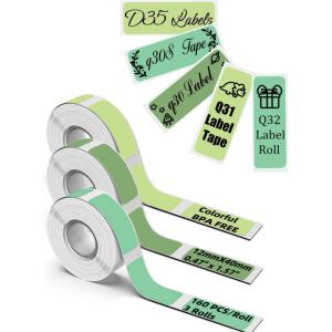 imageColor D30 Labels D35 Label Tape for Q30  Q31  Q32  Q30S  D35 Label Maker Tape  Light GreenGreenDark Green047quotx118quot Q30S Labels Compatible with Phomemo D30 Labels  3 Rolls 160 LabelsRoll