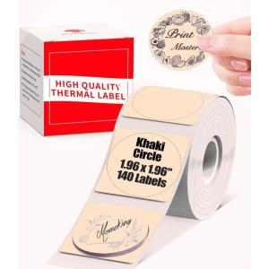imageKhaki Round Sticker Label for M220 M221 M120 M110 Thermal Printer Labels  196 50MM  Khaki Paper Circle M200 Labels Paper Compatible with Phomemo M110 M150 M250 M260 Labels Printer  140 LabelsKhaki