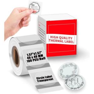 imageM110 Circle Clear Labels Original M110 M220 Thermal Transparent Labels  Black on Transparent  Round Thermal Label Compatible with Phomemo M110 M220 M221 Labels Printer  180 Labels