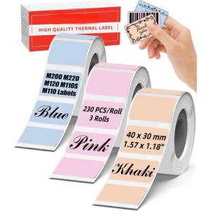 imageM110 Labels M110 Thermal Labels for M110 M220 M221 Labels Maker  Pink ampamp Blue ampamp Khaki196 Thermal Labels Compatible with Phomemo M110 M220 M221 M150 M250 M260 Label Printer 140pcs 3Rolls Round157 inch x 118 inch