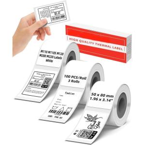 imageM110 Labels White M220 Label Paper 50x20mm for M220 M221 M120 M110 M150 M250 M260 Printer Paper3 Rolls 196x 078 Compatible with Phomemo M220 M110 M221 110S Labels Printer  320 PCS196 inch x 314 inch