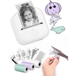 imageMini Printer  Sticker Printer T02 Thermarote Mini Printer Print Pod Inkless Printer Thermal Sticker Printer Sticker Maker Machine for Children Students Compatible with Phone ampamp Tablet WhiteWhite