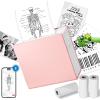 imageMemoking Sticker Printer M02 Mini Printer Portable Bluetooth Mini Printer Sticker Maker with 3 Rolls Paper Print Pods Mini Printer Pocket Printer with Multiple Templates for Phone ampamp Tablet Pink