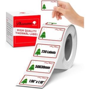 image196x118 HD Memoking Thermal Label Paper for M200 M220 M120 M110S M110 Label Printer Label  Christmas Tree Pattern  Square Thermal Label Compatible with Phomemo M110 Labels Printer  230 Labels