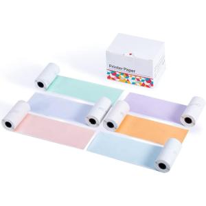 imageHD Color Thermal Sticker Paper 6 Rolls Adhesive Paper for M02 M02S M02Pro M03AS M04AS Mini Printer 50mmx35mRoll Memoking M02 Paper Compatible with Phomemo Printer Paper M02