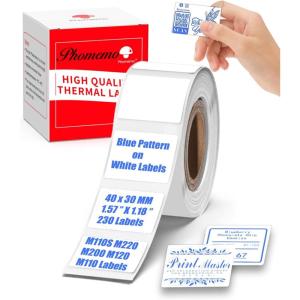 imageM110 Label Blue Pattern M200 Labels 40x30mm for M120 M220 M200 M110S M221 Printer Labels  Blue on White Paper  Memoking M200 Label Compatible with Phomemo M110 Label Tape  1 Roll230PCS157x118quot