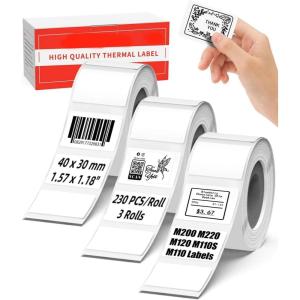 imageM110 Thermal Labels White M110 M220 Labels  157x11840x30mm Original Print Master Labels Compatible with Phomemo M110 M220 M200 M150 M250 M260 Printer Labels 3 Rolls 690 Labels