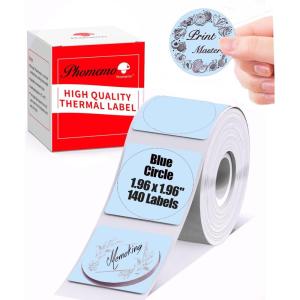 imageM200 Labels  M110 Labels Round for M200 M220 M120 M110S M110 Printer Labels  19650X50MM  Thermal Circle M200 Labels Paper Compatible with Phomemo M110 Labels Printer  140 Labels1 Roll Blue