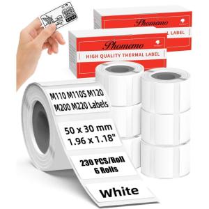 imageM200 Labels White M110 Labels 50x30mm for M200 M220 M221 M120 M110S M110 Printer Labels  196x118quot Memoking M200 Label Compatible with Memoqueen Phomemo M110 Label Paper  6 Rolls1380Labels
