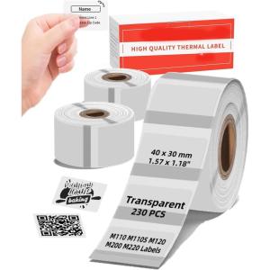 imageM220 Labels Clear M110 Label 40x60MM for M200 M220 M221 M120 M110S M110 Printer Labels  Transparent Memoking M200 Labels Compatible with Phomemo M110 Labels M220 Labels  157x236 3 Rolls