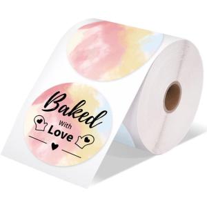 imageMemoking 3 Color Circle Thermal Label SelfAdhesive Round Sticker Label Circular Direct Thermal Printer Label for Logo Design NamePrice Tag Thanks CardAddress QR Code 500 LabelsRollGradient3