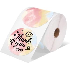 imageMemoking 3 Color Circle Thermal Label SelfAdhesive Round Sticker Label Circular Direct Thermal Printer Label for Logo Design NamePrice Tag Thanks CardAddress QR Code 500 LabelsRollGradient2