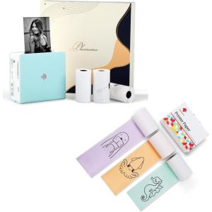 imageMemoking M02 Mini Sticker Printer Gift Set with GreenPurpleOrange Sticker Papers Mini Thermal Printer Inkless Pocket Printer for PhoneampampPad Sticker Printer Machine for Kids Green