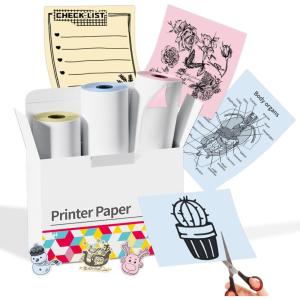 imageMemoking Nonadhesive Colorful Thermal Paper M02 Printer Paper for M02 M02 Pro M02S M03 M03AS M04S M04AS Mini Printer 53mmx65mRoll YellowBluePink 3 Rolls Compatible with Phomemo Printer Paper