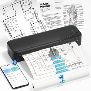 imageMemoking Portable Printers Wireless for Travel M833 Inkless Bluetooth Thermal Printer Supports 85quot X 11quot US Letter ampamp A4 Size Thermal Paper Compatible with iOS Android Laptop Tablet Smartphone