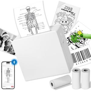 imageMemoking Sticker Printer M02 Mini Printer Portable Bluetooth Mini Printer Sticker Maker with 3 Rolls Paper Print Pods Mini Printer Pocket Printer with Multiple Templates for Phone ampamp Tablet PurpleWhite