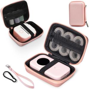 imageMemoking T02 Hard Storage Case  Compatible with Phomemo D30 SUPVAN E10 NIIMBOT D11 JADENS D110 and More with Zipper Mesh Pocket Waterproof Shockproof Case Pink Only CasePink