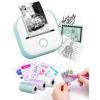 imageMemoking Mini Printer  Sticker Printer T02 Thermal Sticker Maker Machine Mini Portable Pocket Machine Inkless Label Maker for Anatomy Flashcard Journal Note Receipt Kids BlackGreen