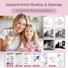 imageMemoking Mini Printer  Sticker Printer T02 Thermal Sticker Maker Machine Mini Portable Pocket Machine Inkless Label Maker for Anatomy Flashcard Journal Note Receipt Kids BlackPink