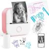 imageMemoking Mini Printer  Sticker Printer T02 Thermal Sticker Maker Machine Mini Portable Pocket Machine Inkless Label Maker for Anatomy Flashcard Journal Note Receipt Kids BlackPink