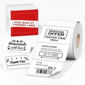 imageM110 Thermal Labels  for M100M110M220M160M221M150 M250M260 Printer Compatible with Phomemo Labels 196quot50mm Colorful Circle Sticker Paper for DIY Design QR Code Thanks Card AddressWhite