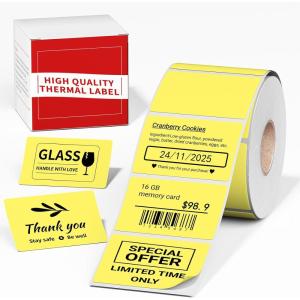 imageM110 Thermal Labels  for M100M110M220M160M221M150 M250M260 Printer Compatible with Phomemo Labels 196quot50mm Colorful Circle Sticker Paper for DIY Design QR Code Thanks Card AddressYellow