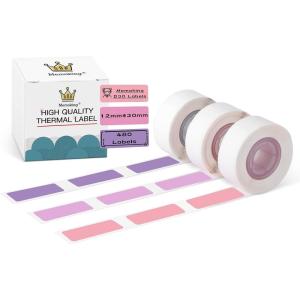 imageD30 Label Maker Tape  Color Fonts on ClearTransparent D30 Labels SelfAdhesive Compatible with Phomemo D30 14mm x 30mm 055quot x 118quot 210 LabelsRoll 3 Rolls Red x 1 Blue x 1 Green x 1Purple