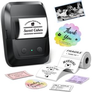 image:imageMemoking Label Maker Machine with Tape A42Address Barcode Label Printer with 2000 Icons amp 300 FontsBluetooth Portable Thermal Printer for Small BusinessHomeSchoolLogoClothingMailingBakery