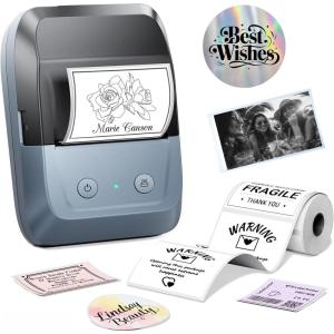 image:imageMemoking Label Maker Machine with Tape A42Address Barcode Label Printer with 2000 Icons amp 300 FontsBluetooth Thermal Printer for Small BusinessHomeSchoolLogoMailingBakeryRetailBlueBlue