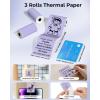 image:imageMemoking T02 Sticker Paper Holographic Silver Compatible with T02M02Q02ET02 ProD20D21 Print Pods Mini Printer Thermal Sticky Labels 50mmx35m for Journal Photo Texts Study Notes Sticker 3 RollsPurple