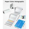 image:imageMemoking T02 Sticker Paper Holographic Silver Compatible with T02M02Q02ET02 ProD20D21 Print Pods Mini Printer Thermal Sticky Labels 50mmx35m for Journal Photo Texts Study Notes Sticker 3 RollsHolographic Silver