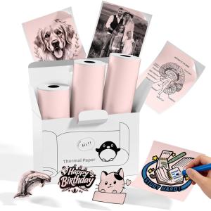 image:imageMemoking T02 Sticker Paper Holographic Silver Compatible with T02M02Q02ET02 ProD20D21 Print Pods Mini Printer Thermal Sticky Labels 50mmx35m for Journal Photo Texts Study Notes Sticker 3 RollsPink