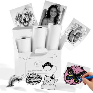 image:imageMemoking T02 Sticker Paper Holographic Silver Compatible with T02M02Q02ET02 ProD20D21 Print Pods Mini Printer Thermal Sticky Labels 50mmx35m for Journal Photo Texts Study Notes Sticker 3 RollsWhite
