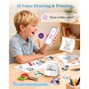 image:imageMemoking Sticker Printer Box T02 Mini Printer  AI Sticker Maker for Kids Print Pod Inkless Bluetooth ThermalPrinter Gift for Teen Girls amp Boys for Study Note Journal Photos DIY Gift 6 RollsWhite