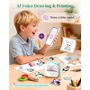 image:imageMemoking Sticker Printer Box T02 Mini Printer  AI Sticker Maker for Kids Print Pod Inkless Bluetooth ThermalPrinter Gift for Teen Girls amp Boys for Study Note Journal Photos DIY Gift 6 RollsGreen