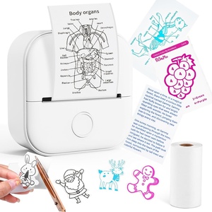 image:imageMemoking Sticker Printer Box T02 Mini Printer  AI Sticker Maker for Kids Print Pod Inkless Bluetooth ThermalPrinter Gift for Teen Girls amp Boys for Study Note Journal Photos DIY Gift 6 RollsWhite