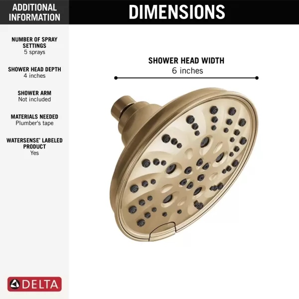 imageDELTA FAUCET faucet 52669RB H2Okinetic 5Setting Raincan Shower head Venetian BronzeChampagne Bronze
