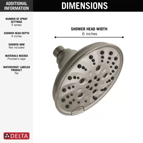 imageDELTA FAUCET faucet 52669RB H2Okinetic 5Setting Raincan Shower head Venetian BronzeStainless